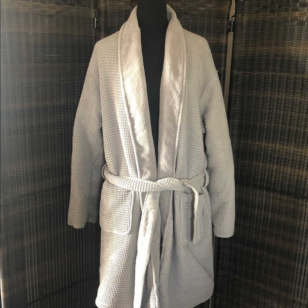 Hotel Collection Gray Waffle Knit Robe